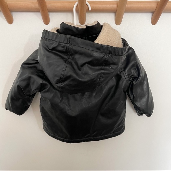 Zara Faux Leather and Fur Jacket 9-12 - Picture 2 of 3